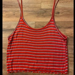 Arizona Red Striped Cropped Tank Top